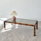 Vintage French Carved Wood and Rattan Coffee Table