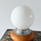 Art Deco Globe Table Lamp with Chrome and Wooden Base