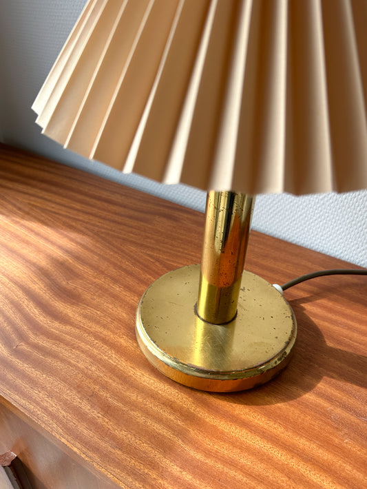 Vintage Brass Lamp with New Pleated Shade // 1980s